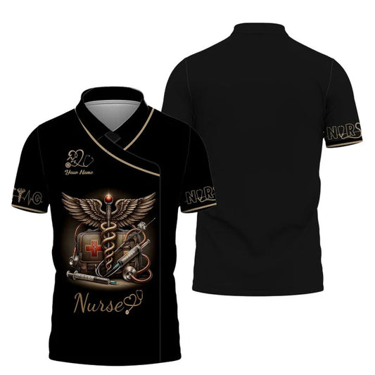UniJames Personalized Nurse Shirt - Classic Medical Symbols Design for Healthcare Professionals