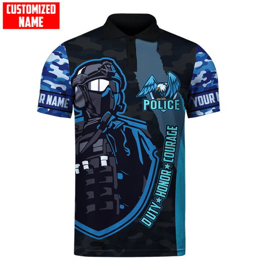 UniJames Customized Name Police Camo Shirts