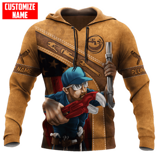 UniJames Personalized Plumber Brown Leather Apparel