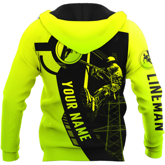 UniJames Electrician And Lineman Personalized Safety 3D All Over Printed Premium Unisex Hoodie