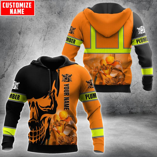 UniJames Personalized Plumber Orange Skull Apparel