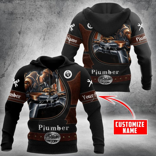 UniJames Personalized Name Plumber Unisex Shirt Leather Texture