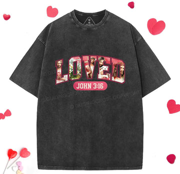 Jesus Loved Christian Washed TShirt  