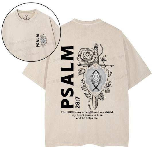 The Lord Is My Strength And Shield Christian Washed T-Shirt Sale - GuidingCross