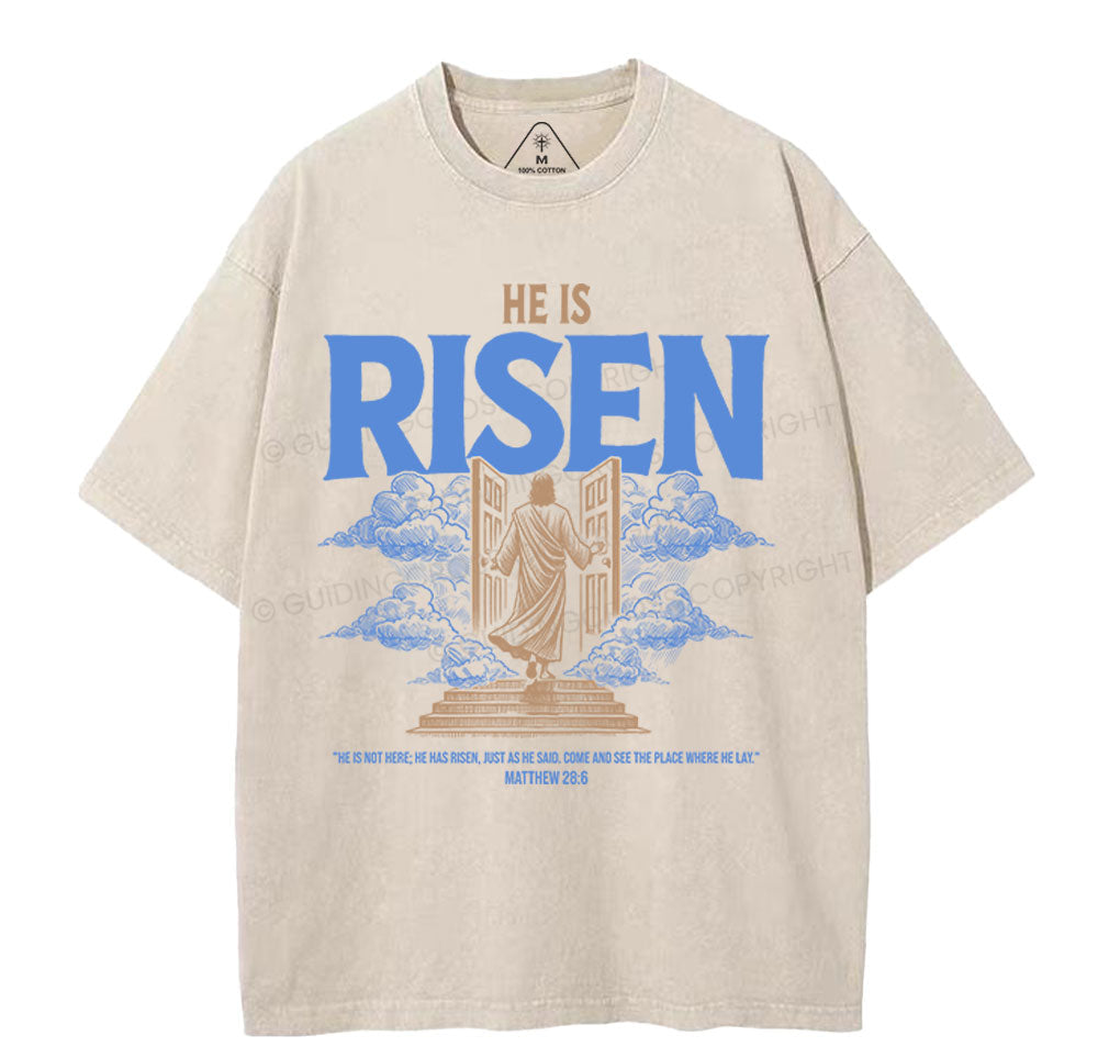 He Is Risen Christian Washed TShirt  