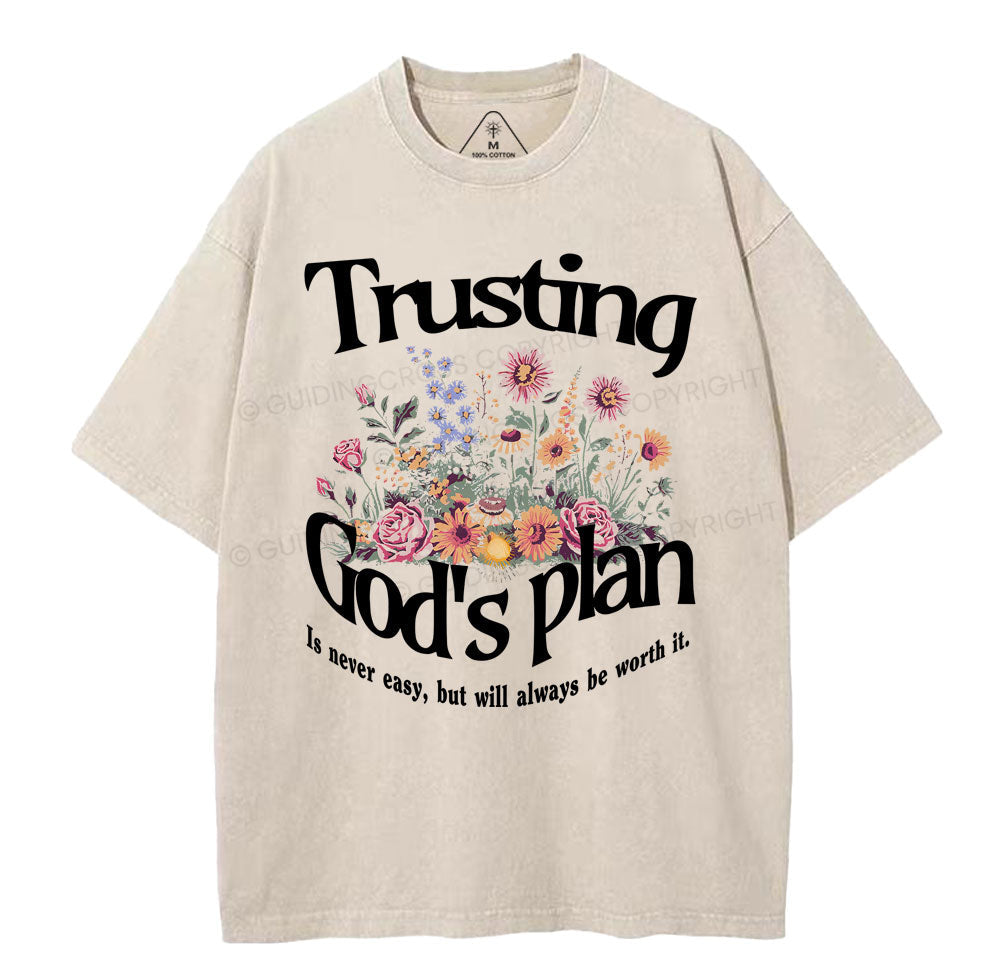 Trusting God's Plan Christian Washed T-Shirt Sale - GuidingCross