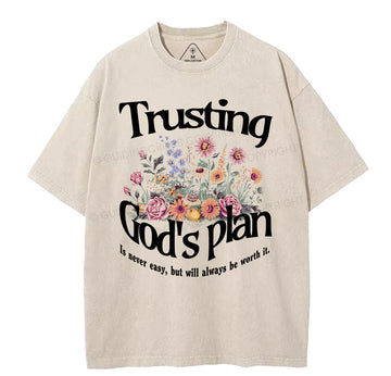 Trusting God's Plan Christian Washed T-Shirt Sale - GuidingCross