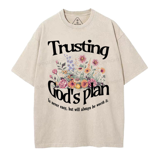 Trusting God's Plan Christian Washed T-Shirt Sale - GuidingCross