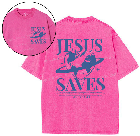 Jesus Saves Christian Washed TShirt  