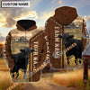 Uni Black Angus Personalized Name, Farm Name 3D Hoodie