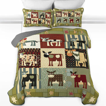 Uni All Season Quilt 3-Piece Set Cow Farm Friends