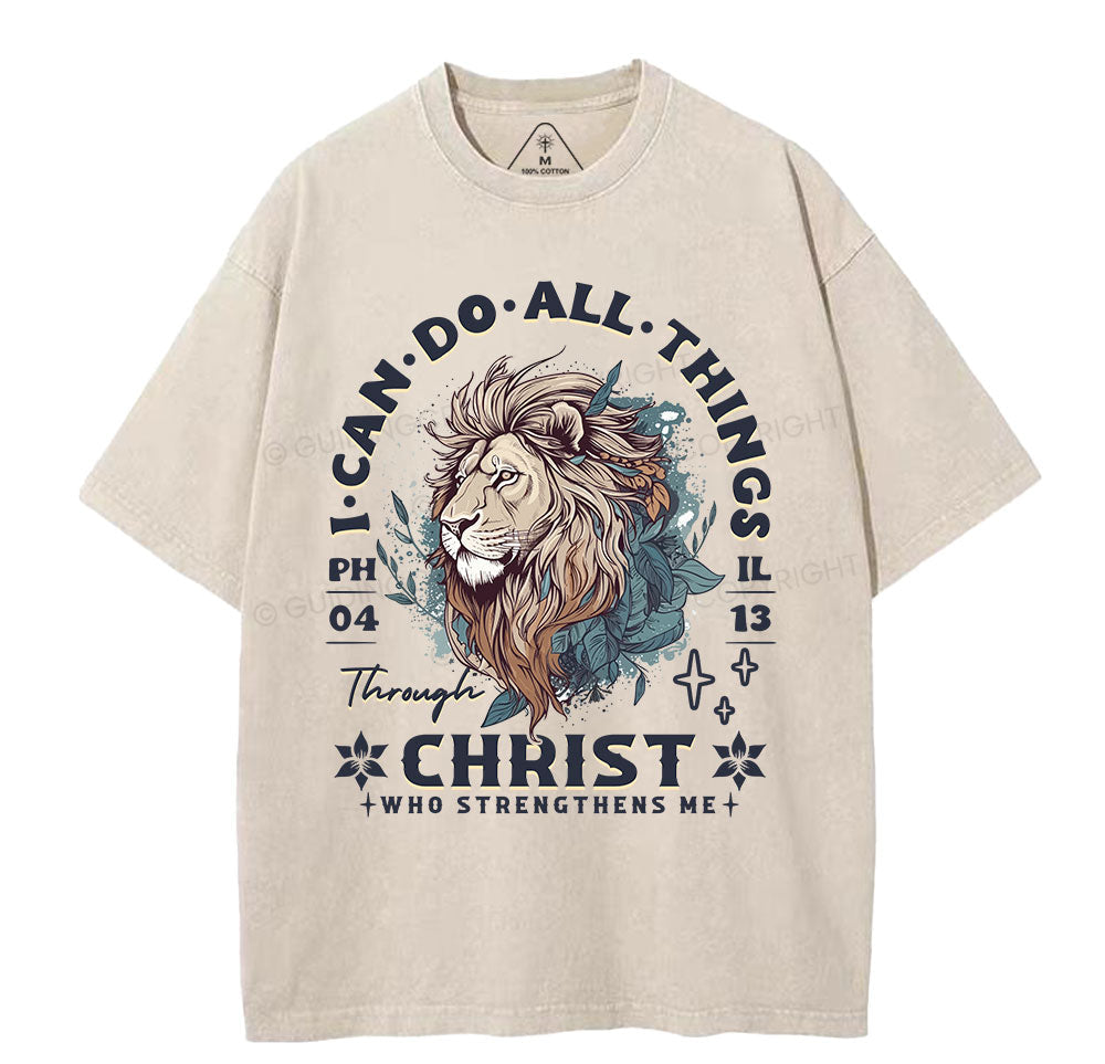 I Can Do All Things Through Christ Christian Washed TShirt  