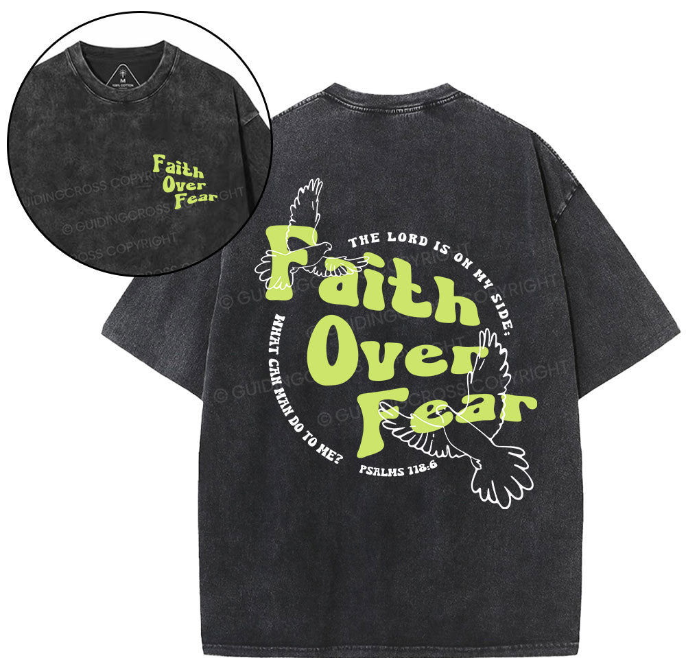Faith Over Fear Dove Christian Washed TShirt  