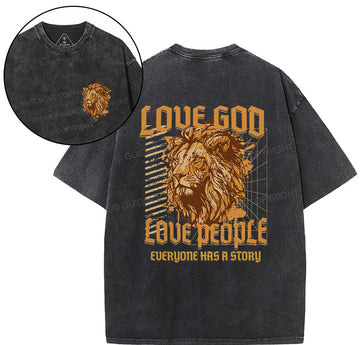 Love God Love People Christian Washed TShirt  
