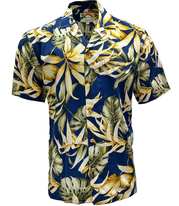 Uni Island Rainforest Navy   Aloha Shirt Short Sleeve Shirt Vacation Hawaiian Outdoor Vacation