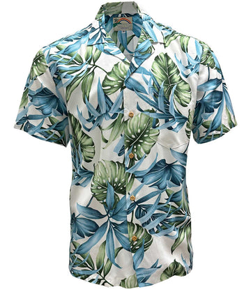 Uni Island Rainforest White   Aloha Shirt Short Sleeve Shirt Vacation Hawaiian Outdoor Vacation