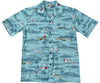 Uni Island Wings Blue   Aloha Shirt Short Sleeve Shirt Vacation Hawaiian Outdoor Vacation