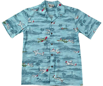 Uni Island Wings Blue   Aloha Shirt Short Sleeve Shirt Vacation Hawaiian Outdoor Vacation