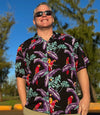 Uni Jungle Bird Black Aloha Shirt Short Sleeve Shirt Vacation Hawaiian Outdoor Vacation
