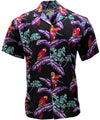 Uni Jungle Bird Black Aloha Shirt Short Sleeve Shirt Vacation Hawaiian Outdoor Vacation