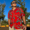 Uni Jungle Bird Red Aloha Shirt Short Sleeve Shirt Vacation Hawaiian Outdoor Vacation