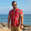 Uni Jungle Bird Red Aloha Shirt Short Sleeve Shirt Vacation Hawaiian Outdoor Vacation