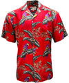 Uni Jungle Bird Red Aloha Shirt Short Sleeve Shirt Vacation Hawaiian Outdoor Vacation