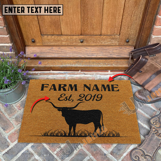 Uni Texas Longhorn Custom Farm Name Custom Year Coir Doormat