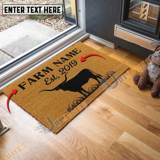 Uni Texas Longhorn Custom Farm Name Custom Year Coir Doormat