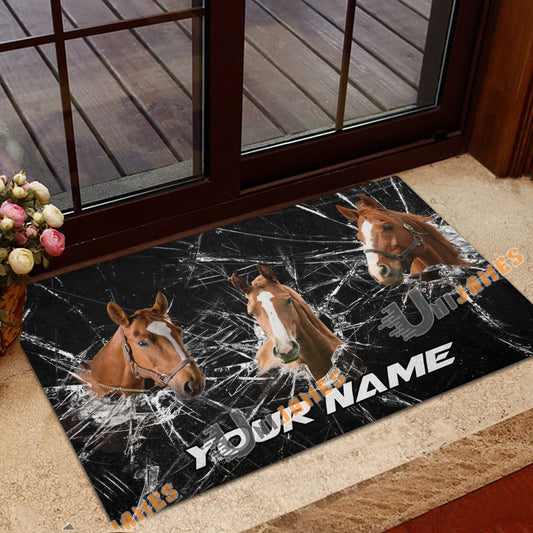 Uni Horse Broken Glass Custom Name 3D Doormat