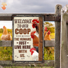 uni Personalized Name Chicken Welcome to our farm All Printed 3D Metal Sign