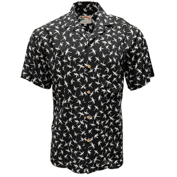 Uni Midnight Bamboo Black Hawaiian Shirt Aloha Shirt Short Sleeve Shirt Vacation Hawaiian Outdoor Vacation Hawaiian Shirt