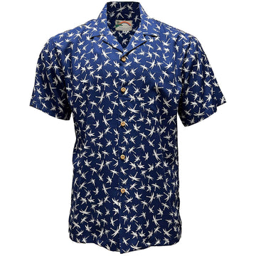 Uni Midnight Bamboo Navy   Aloha Shirt Short Sleeve Shirt Vacation Hawaiian Outdoor Vacation