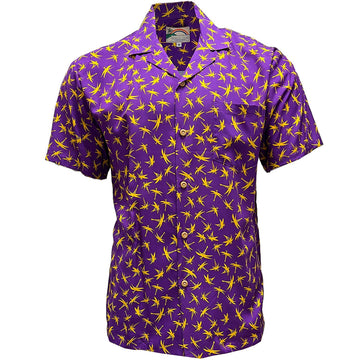 Uni Midnight Bamboo Purple   Aloha Shirt Short Sleeve Shirt Vacation Hawaiian Outdoor Vacation