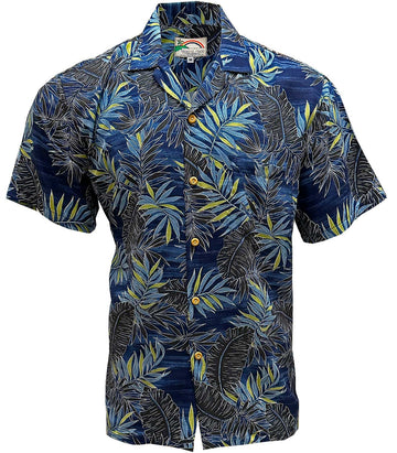 Uni Midnight Palm Navy   Aloha Shirt Short Sleeve Shirt Vacation Hawaiian Outdoor Vacation