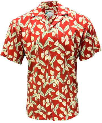 Uni Mini Anthurium Red Hawaiian Shirt Aloha Shirt Short Sleeve Shirt Vacation Hawaiian Outdoor Vacation Hawaiian Shirt