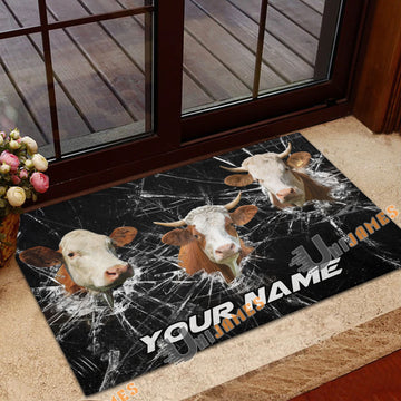 Uni Simmental Broken Glass Custom Name 3D Doormat