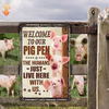 uni Personalized Name Pig Welcome to our farm All Printed 3D Metal Sign