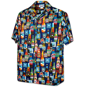 Uni Beer Blast Navy Hawaiian Shirt Aloha Shirt Short Sleeve Shirt Vacation Hawaiian Outdoor Vacation Hawaiian Shirt