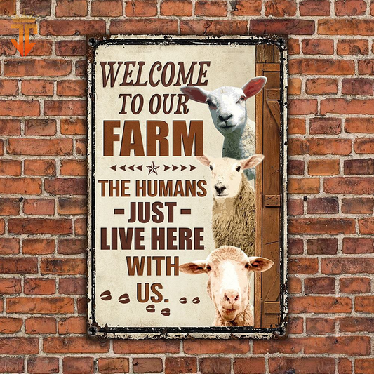 uni Personalized Name Sheep Welcome to our farm All Printed 3D Metal Sign