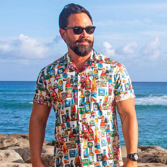 Uni Beer Blast White Hawaiian Shirt Aloha Shirt Short Sleeve Shirt Vacation Hawaiian Outdoor Vacation Hawaiian Shirt