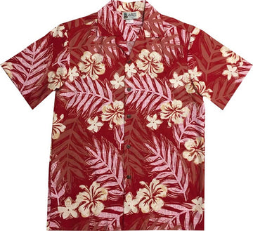 Uni Pacific Garden Red Hawaiian Shirt Aloha Shirt Short Sleeve Shirt Vacation Hawaiian Outdoor Vacation Hawaiian Shirt