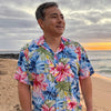 Uni Painted Hibiscus Blue Hawaiian Shirt Aloha Shirt Short Sleeve Shirt Vacation Hawaiian Outdoor Vacation Hawaiian Shirt