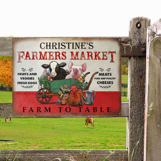 Personalized Farmers Market Farm To Table Customized Classic Metal Signs