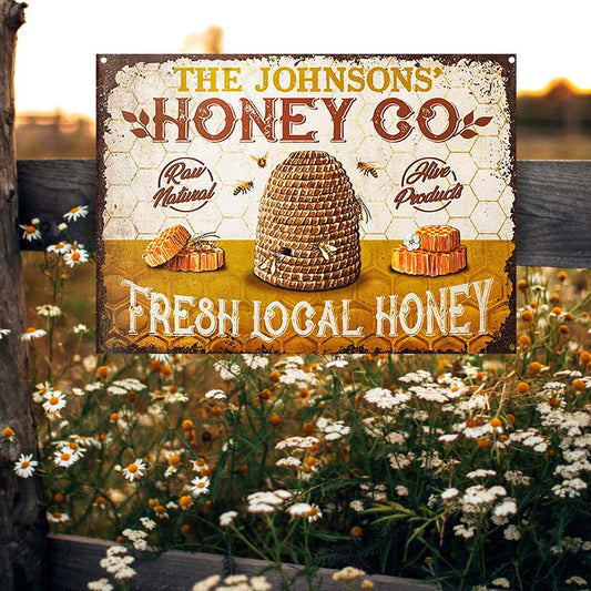 Personalized Bee Fresh Local Honey Raw Natural Customized Classic Metal Signs