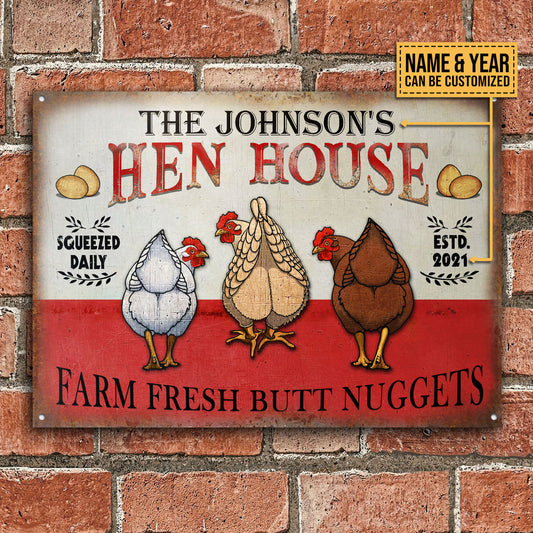uni Customized Name Farm Chicken Farm Fresh Butt Nuggets Hen House All Printed 3D Metal Sign