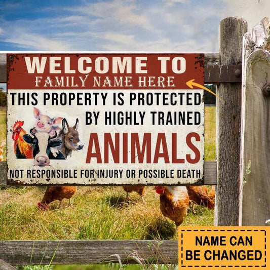 uni Custom Name Funny Pattern Welcome To Our Farm Rectangle Metal Sign
