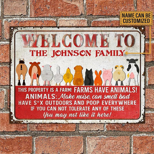 uni Cute Farm Animals Rectangle Metal Sign Custom Name Nice Design