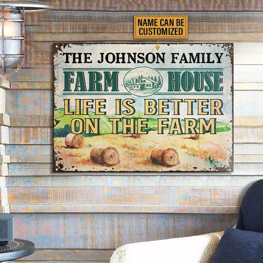 uni Cute Farm House Better On The Farm Custom Name Rectangle Metal Sign