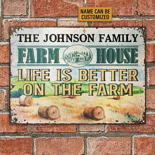 uni Cute Farm House Better On The Farm Custom Name Rectangle Metal Sign